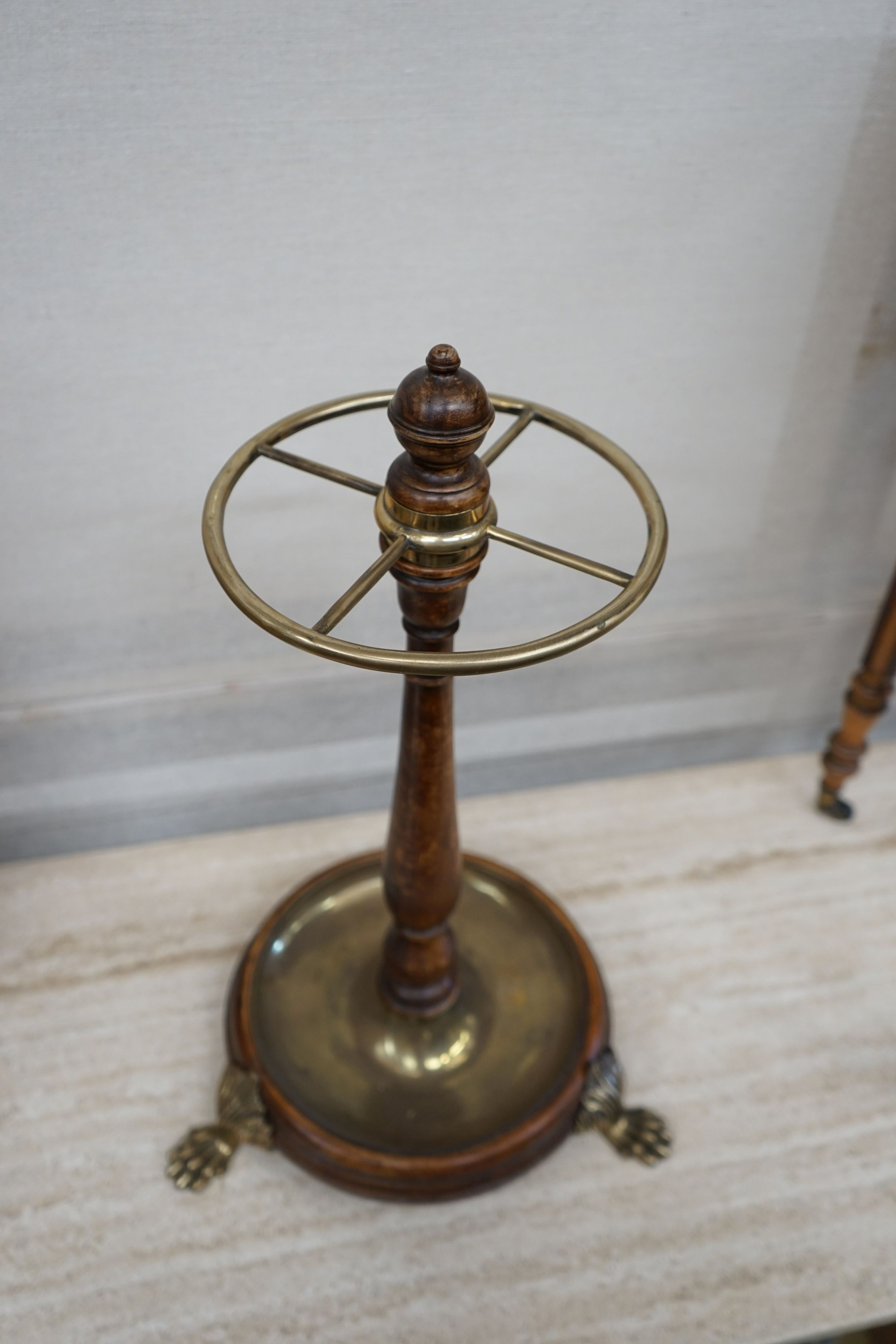 A Victorian style brass mounted mahogany stick stand, height 60cm